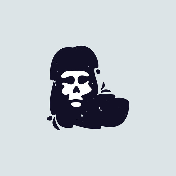 L-Letter-Logo mit Totenkopf-Gesicht. Handgeschriebener zotteliger Grunge-Stil. Perfekte Schrift für Horror-Etiketten, Angst-Banner, Biker-Poster usw.. - Vektor, Bild