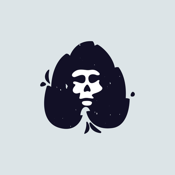 Buchstabe A Logo mit Totenkopf-Gesicht. Handgeschriebener zotteliger Grunge-Stil. Perfekte Schrift für Horror-Etiketten, Angst-Banner, Biker-Poster usw.. - Vektor, Bild