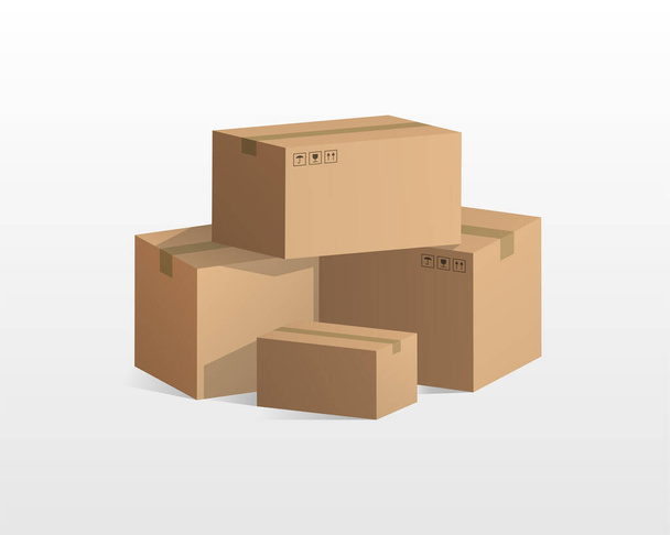 Cardboard boxes isolated on white background. Container template. Carton packaging.  - Vector, Image
