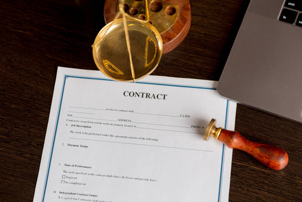 Notary paper contract isolated on the table. - Foto, Imagem