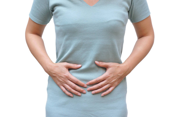 Female having period pain isolated on white background                                 - Photo, Image