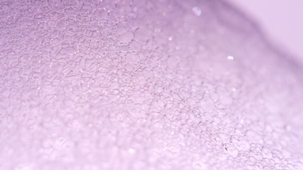 Foam Macro shoot. Clean soft elegant bright footage background. Close-up Soap foam popping bubbles. Washing disinfection. Froth Backdrop. Shoot on Red Dragon camera (slow motion high quality). - Footage, Video