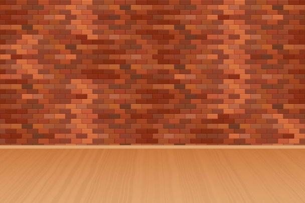 Red brick wall and wooden floor vector illustration - Vector, Image