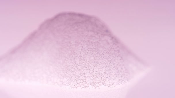 Foam Macro shoot. Clean soft elegant bright footage background. Close-up Soap foam popping bubbles. Washing disinfection. Froth Backdrop. Shoot on Red Dragon camera (slow motion high quality). - Footage, Video