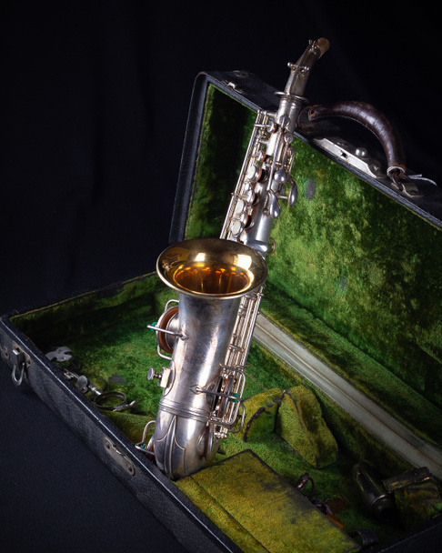 Vintage 1929 Silver Conn remodelado Soprano Sax com Sterling Silver-Wash Bell visão traseira
 - Foto, Imagem