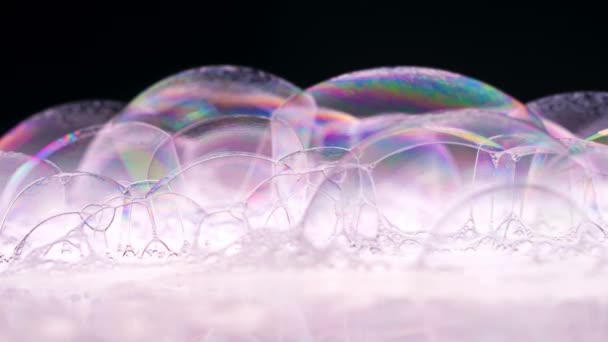 Soap Bubbles Macro shoot. Clean soft elegant bright footage background. Close-up Soap bubbles colors. Washing disinfection. Froth Backdrop. Shoot on Red Dragon camera (slow motion high quality). - Footage, Video