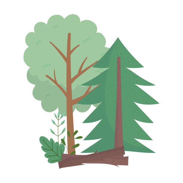 camping troncs buissons feuillage végétation dessin animé
 - Vecteur, image