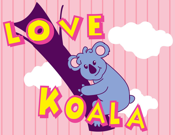 Ilustración vector de koala lindo y chica con tipo
. - Vector, imagen