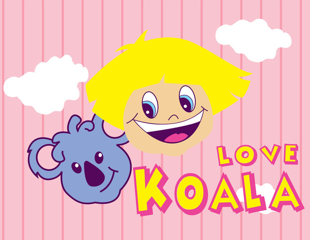 illustratie vector van schattige koala en meisje met type. - Vector, afbeelding