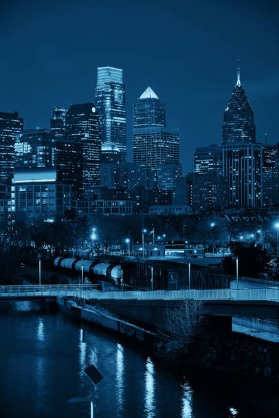 Philadelphia skyline at night with urban architecture. - Photo, Image