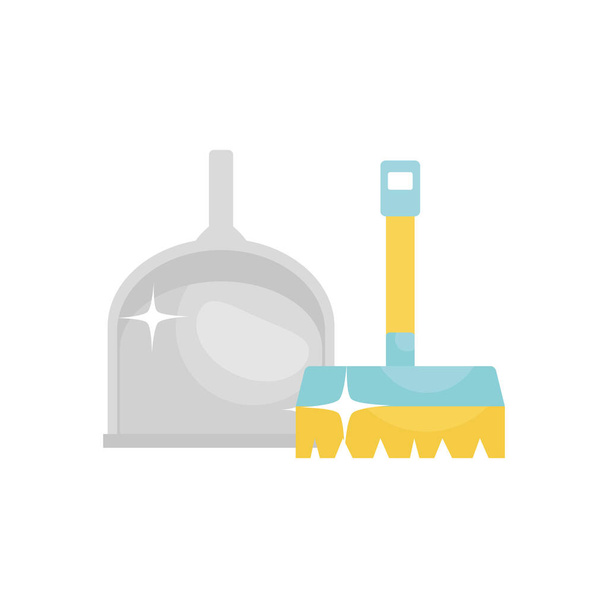brush and dust icon, flat style - Vector, Image