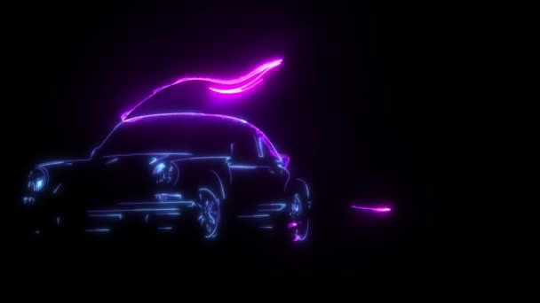 digitaalinen animaatio kilpa-auton liekit että valaistus neon tyyli
 - Materiaali, video