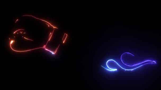 animación digital de una caja de mano que se ilumina en estilo neón
 - Metraje, vídeo