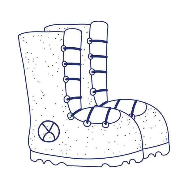 camping boots footwear accessory isolated icon design line style - Vector, Image