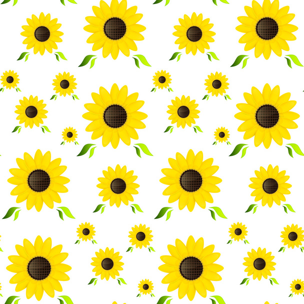 Seamless Pattern Made from Yellow Sunflowers - Vector, imagen