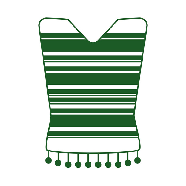 полосатая пончо одежда традиционное cinco de mayo Мексиканский стиль линии празднования
 - Вектор,изображение