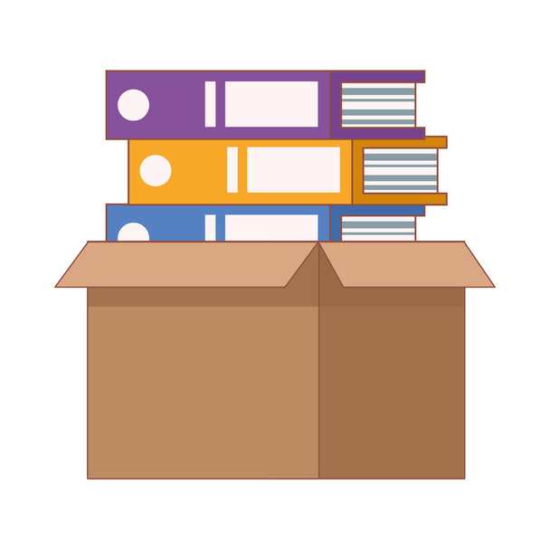 pile office books of documents in box - Vector, Image