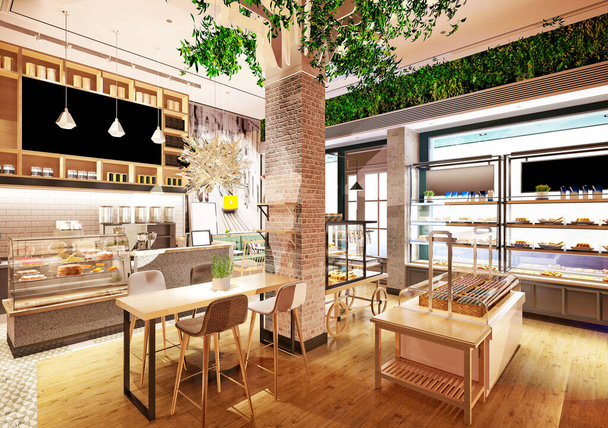 3d render of cafe restaurant - Photo, Image