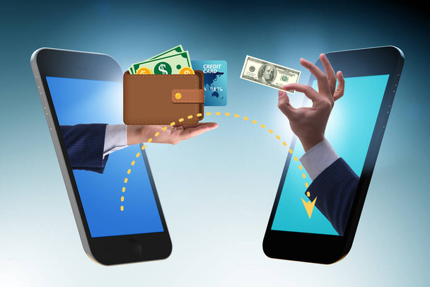 Concept of mobile wallet transfers - 3d rendering - Photo, Image