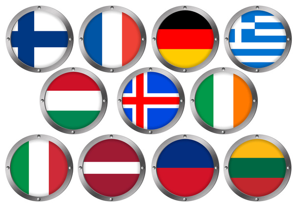 Banderas en marco metálico redondo - Europa 2
 - Foto, Imagen