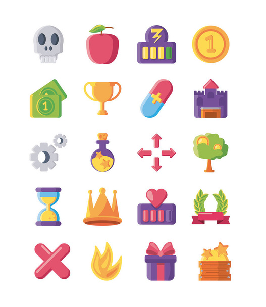 conjunto de ícones de vídeo game no fundo branco
 - Vetor, Imagem