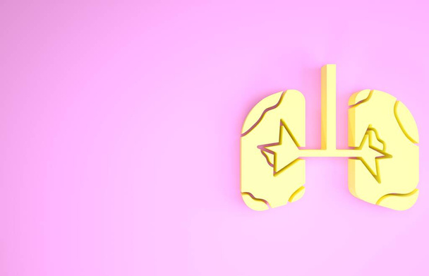 Ікона Жовтого Лунга ізольована на рожевому фоні. Концепція мінімалізму. 3D-рендеринг - Фото, зображення