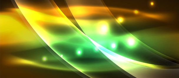 Абстрактный фон. Shiny design neon waves with light effects, techno trendy design. Векторная иллюстрация для обоев, баннера, фона, карты, книжной иллюстрации, целевой страницы
 - Вектор,изображение