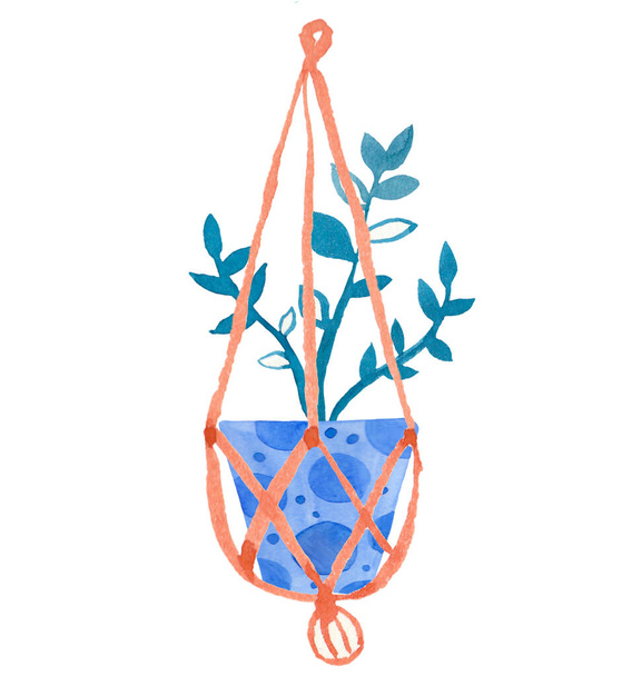 Aquarel Zamioculcas in Phantom Blue. Een illustratie door Zanzibar edelsteen van de huisplant hand getekend op een witte geïsoleerde achtergrond. Ontwerp voor stickers, kaarten, prints, behang, verpakking, banner. - Foto, afbeelding