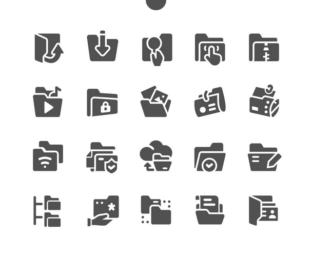 Foldery Dobrze wykonane Pixel Perfect Vector Solid Icons 30 2x Siatka do grafiki internetowej i aplikacji. Prosty piktogram minimalny - Wektor, obraz