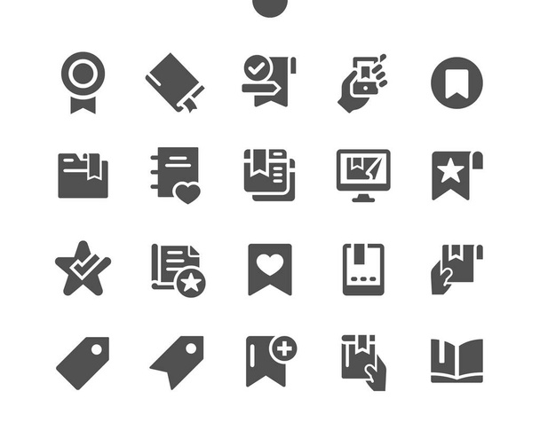 Zakładki Tagi Dobrze wykonane Pixel Perfect Vector Solid Icons 30 2x Siatka do grafiki internetowej i aplikacji. Prosty piktogram minimalny - Wektor, obraz