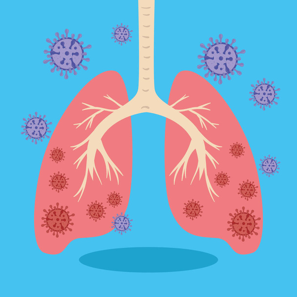 lungs with coronavirus 2019 ncov icon - Vector, Image