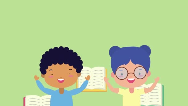 Światowy Dzień Książki z małymi dziećmi i książkami - Materiał filmowy, wideo