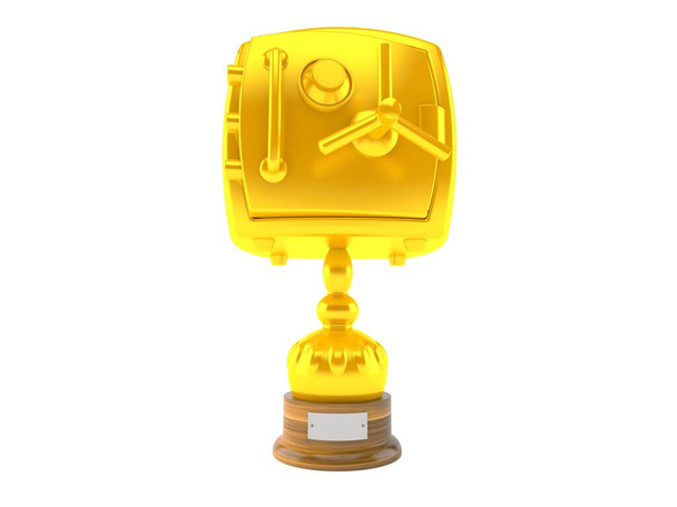 Oranje veilige gouden trofee geïsoleerd op witte achtergrond. 3d illustratie - Foto, afbeelding
