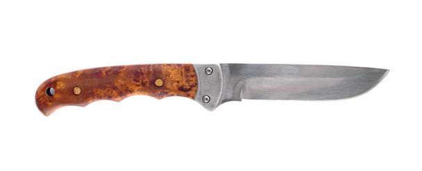 Hermoso cuchillo de caza aislado sobre fondo blanco, objeto
 - Foto, Imagen