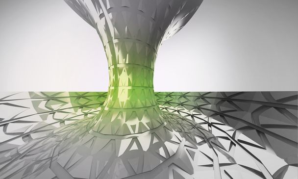verde futurista edifício circular tridimensional coluna fundo
 - Foto, Imagem