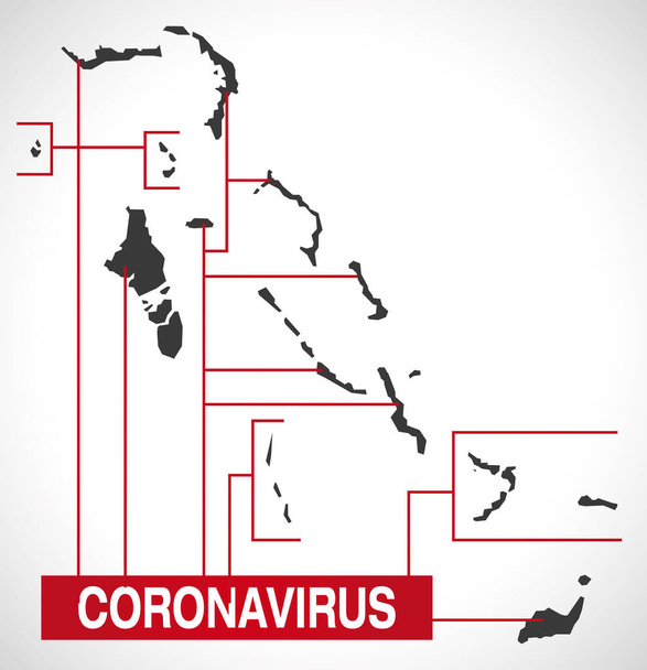Карта Багамских островов с изображением коронавируса
 - Вектор,изображение