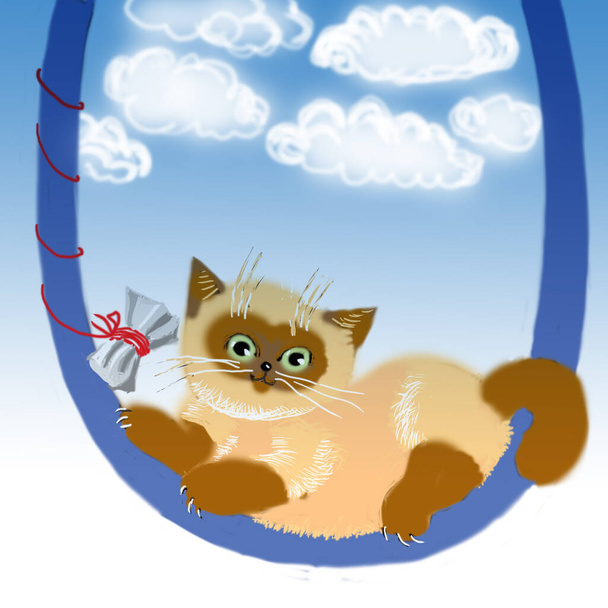Funny cute cat illustration - Fotó, kép