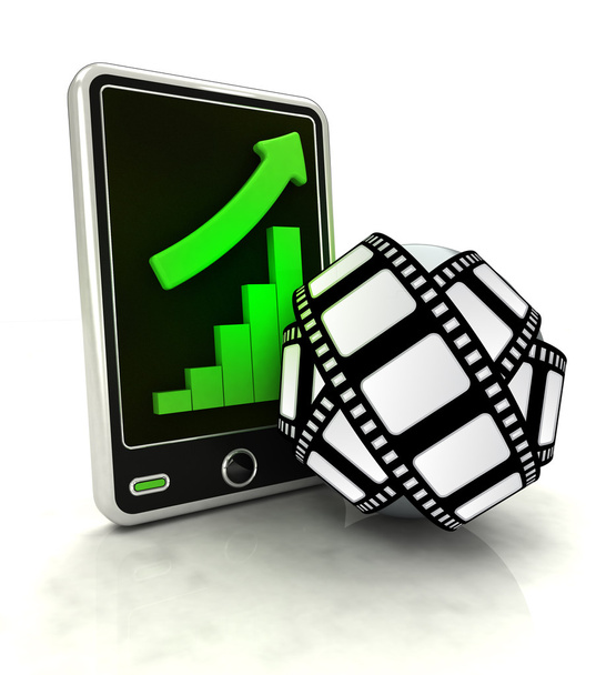 aumento de las estadísticas gráficas de cinematografía en la pantalla del teléfono inteligente
 - Foto, imagen