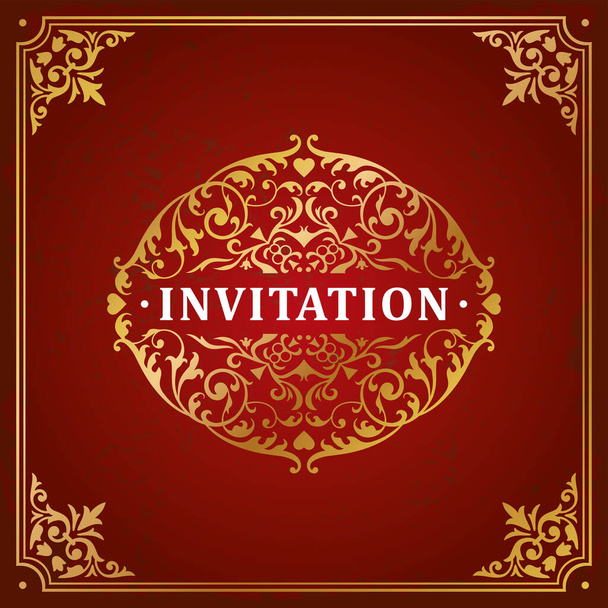 Invitation classic vintage style template card flyer background design vector - Vector, afbeelding