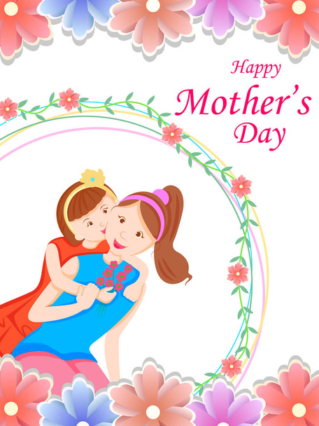 Happy Mothers Day greetings background with mother and kid showing love and affection relationship - Vektori, kuva