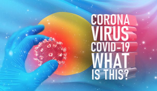 Coronavirus COVID-19, Usein kysyttyä - Mikä se teksti on, lääketieteellinen käsite lipun Palau. Pandemiallinen 3D-kuva
. - Valokuva, kuva
