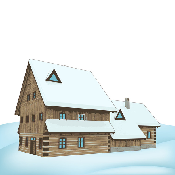 grande rurale inverno in legno cottage villa vettore
 - Vettoriali, immagini