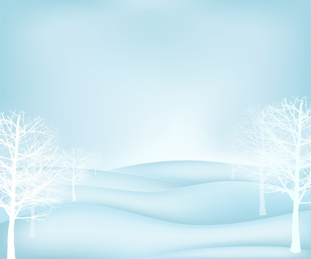 calm winter landscape plain scene with broadleaf trees vector - Vector, Image