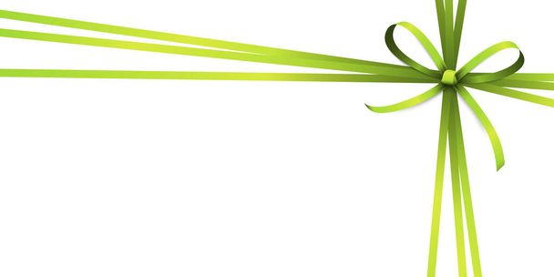 Ilustración vectorial EPS 10 de lazo de cinta de color verde y banda de regalo aislados sobre fondo blanco - Vector, Imagen