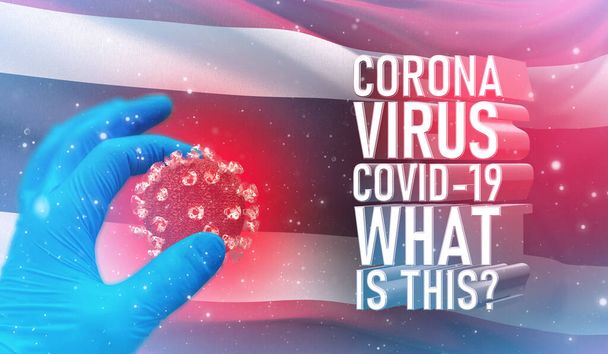 Coronavirus COVID-19, Frequently Asked Question - What Is It text, medical concept with flag of Thailand. Ilustración 3D pandémica
. - Foto, imagen