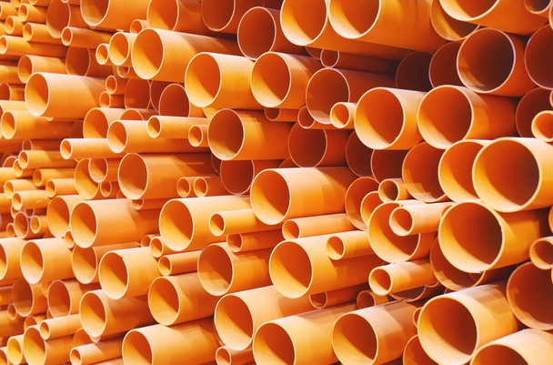 PVC pipes stacked in construction site - Photo, Image