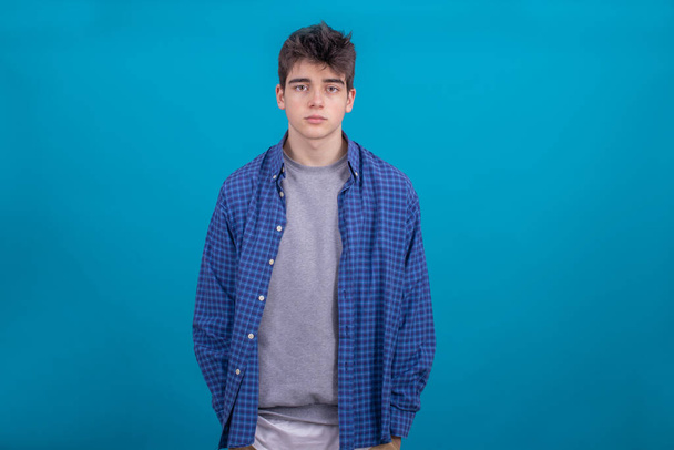 young teenager man or student isolated on color background - Photo, Image