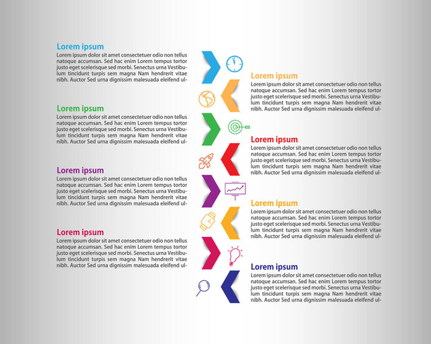 Vector infographic template met kleur pijl pictogrammen en met plaats voor tekst. Kan gebruikt worden voor uw bedrijf, presentatie, workflow - Vector, afbeelding