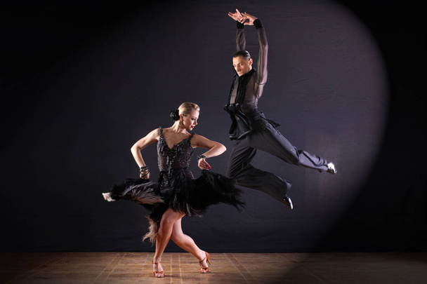 Dancers in ballroom isolated on black background - Photo, Image