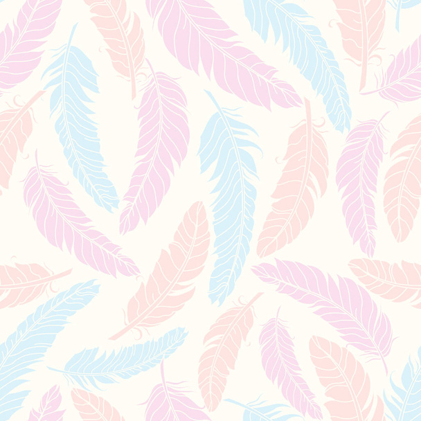 Feathers seamless pattern., feathers of tender shades - Vektor, obrázek
